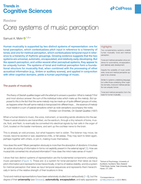 Core systems of music perception